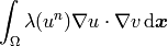 \int_{\Omega} \lambda(u^n) \nabla u \cdot \nabla v \, \mbox{d}\bfx