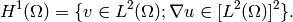 H^1(\Omega) = \{ v \in L^2(\Omega); \nabla u \in [L^2(\Omega)]^2 \}.