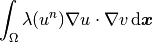 \int_{\Omega} \lambda(u^n) \nabla u \cdot \nabla v \, \mbox{d}\bfx